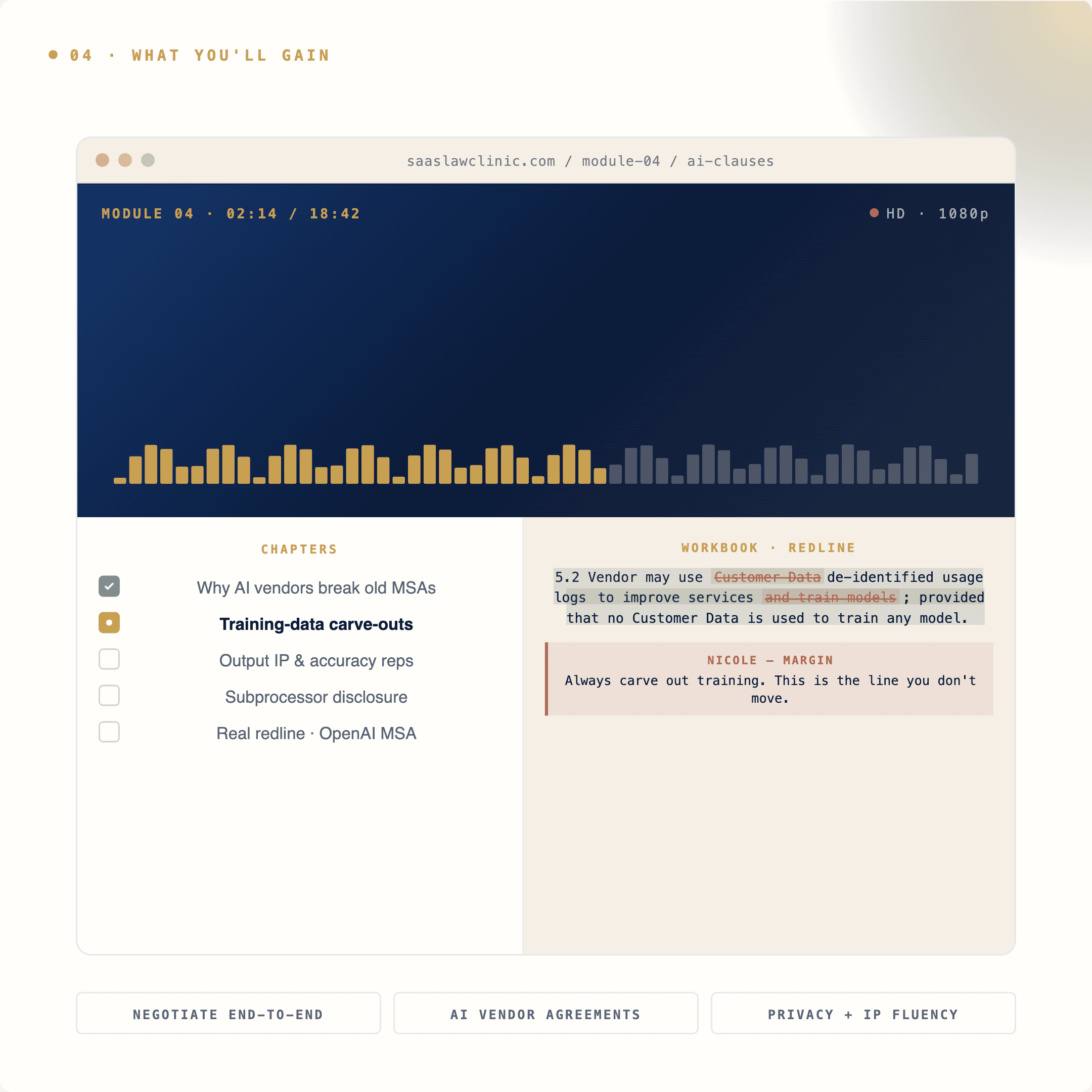 CSLA module 04 preview: AI clauses workbook redline
